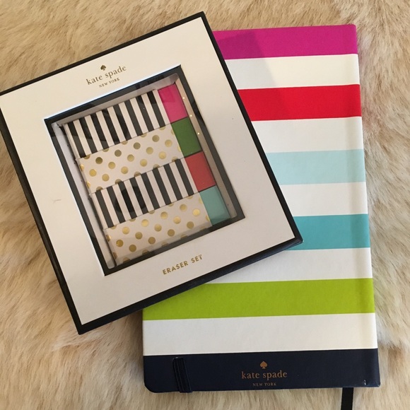 kate spade Accessories - NEW Kate Spade Candy Stripe Journal and Eraser Set